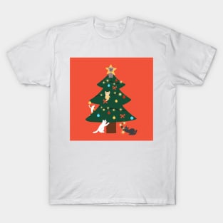 Christmas Tree & Cats T-Shirt